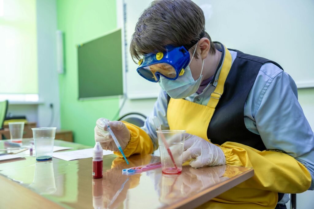Scientist conducting lab experiment with AI technology aiding discovery of new antibiotics