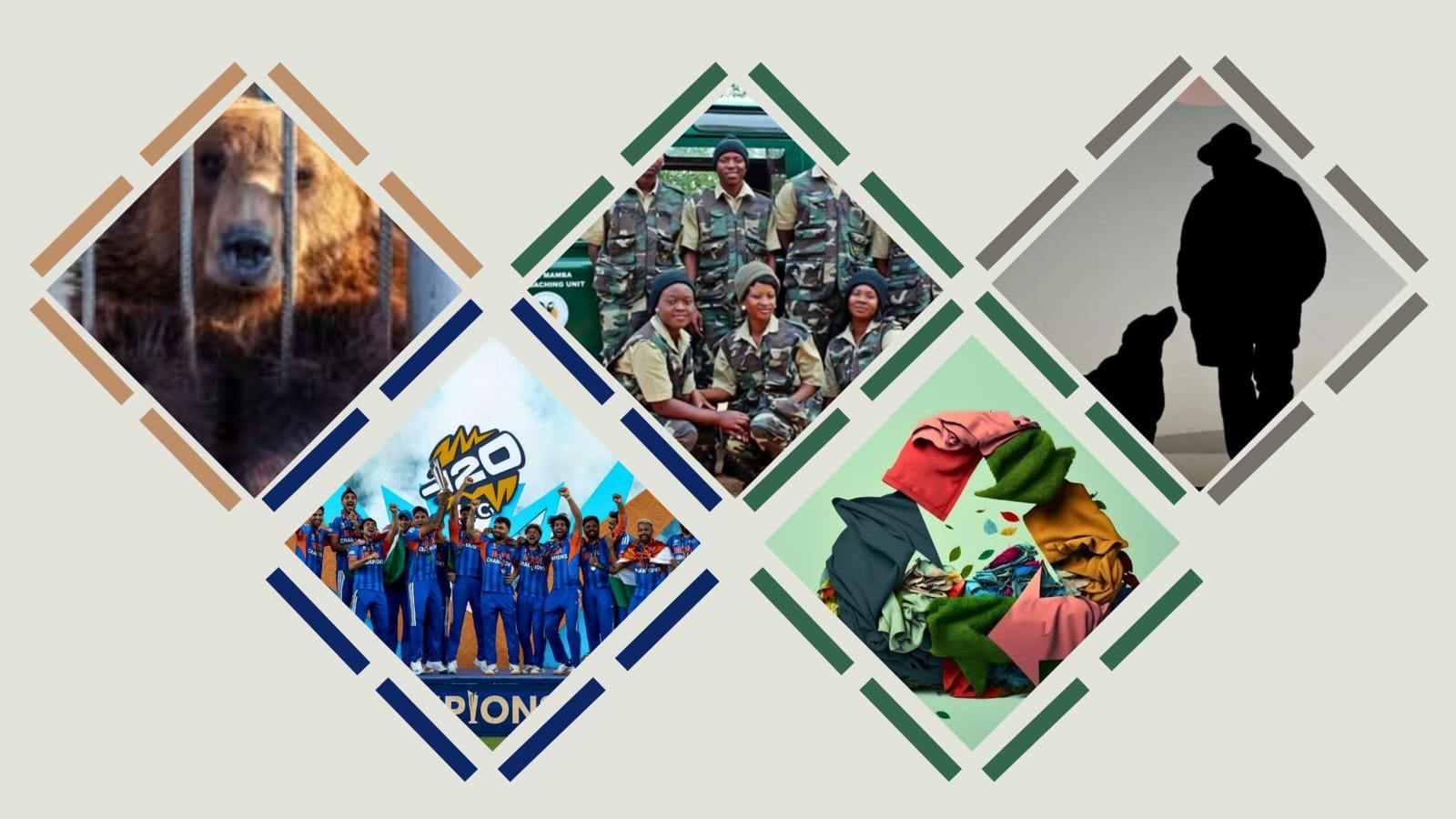 Illustration highlighting positive news from March 2026, featuring wildlife conservation, women's empowerment, sports achievements, sustainability, and community kindness.